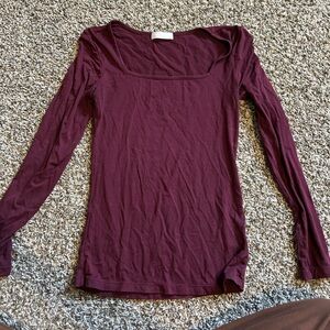Mango Deep Burgundy Long Sleeve Top